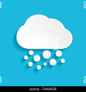 Snow and cloud icon in paper style on blue background Stock Vector