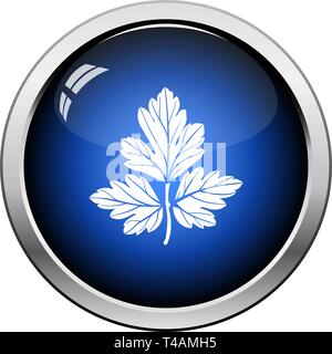 Parsley icon. Glossy Button Design. Vector Illustration. Stock Vector