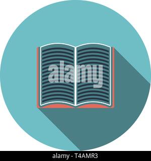 Open book icon. Flat Design Circle With Long Shadow. Vector Illustration. Stock Vector