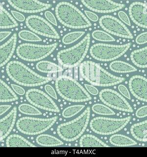 Seamless pattern of abstract pastel sea green leaves for fabrics, wallpapers, tablecloths, prints and designs.The EPS file (vector) has a pattern that Stock Vector