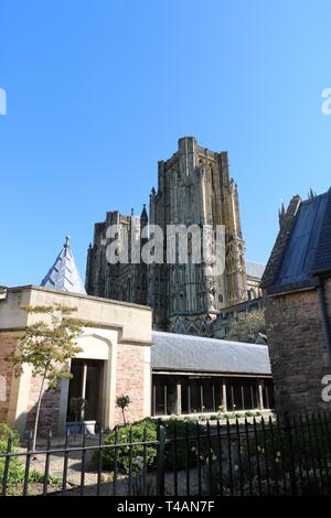 Wells Cathedral, from the visitor entrance Stock Photo