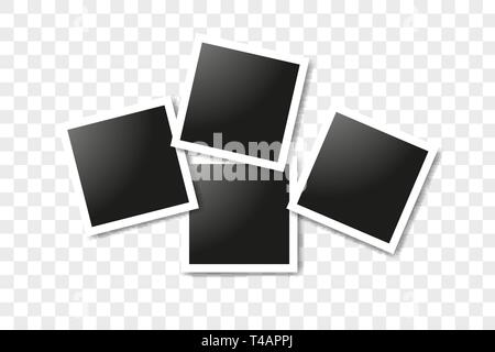 Set of realistic square frames, Vector Photo frame mockup design. Vector frames photo collage on transparent background. Vector illustration Stock Vector