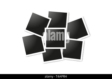 Set of realistic square frames, Vector Photo frame mockup design. Vector frames photo collage on white background. Vector illustration Stock Vector