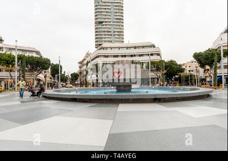 Israel, Tel Aviv-Yafo - 29 March 2019: The new Kikar Dizengoff square - Agams Fire and Water fountain is not yet fully restored Stock Photo