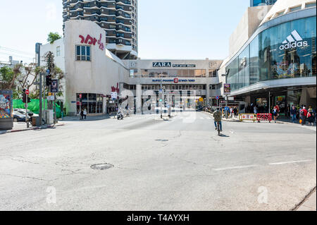 Israel, Tel Aviv-Yafo - 12 April 2019: Dizengoff Center, designed by Israeli architect Yitzhak Yashar, was Israel's first mall Stock Photo