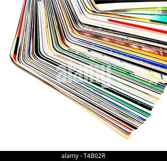 stack of plastic cards isolated Stock Photo