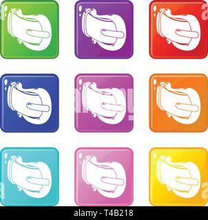 Modern woman belt icons set 9 color collection Stock Vector