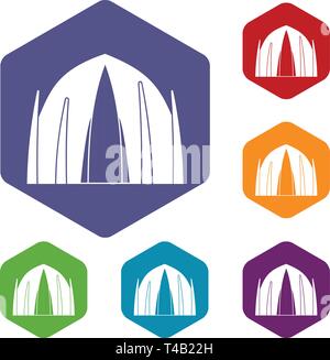 Human house icons vector hexahedron Stock Vector