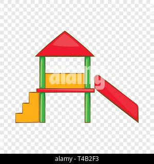 Playhouse with slide icon, cartoon style Stock Vector