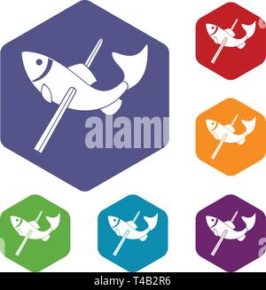 Fishing icons vector hexahedron Stock Vector
