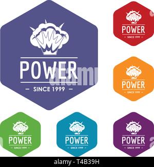 Powerful icons vector hexahedron Stock Vector
