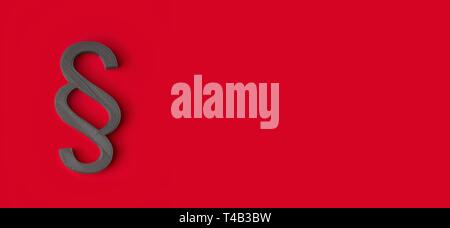 Paragraph symbol on red plate background with copy space. Stock Photo