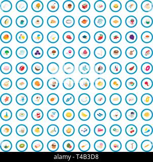 100 tea time icons set, isometric 3d style Stock Vector