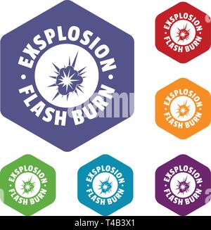 Flash explosion icons vector hexahedron Stock Vector