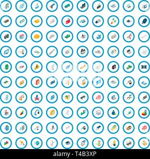 100 technology icons set, isometric 3d style Stock Vector