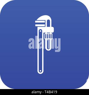 Pipe or monkey wrench icon digital blue Stock Vector