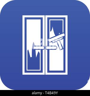 Window cleaning icon digital blue Stock Vector