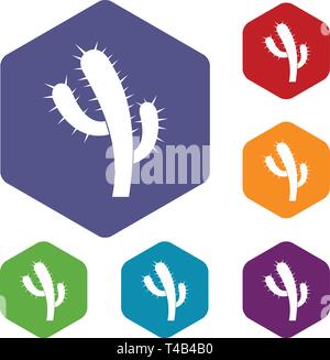 Cactus icons vector hexahedron Stock Vector