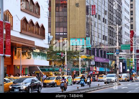 TAIPEI, TAIWAN - DECEMBER 5, 2018: Zhongshan district shopping area in Taipei, Taiwan. Taipei is the capital city of Taiwan with population of 8.5 mil Stock Photo