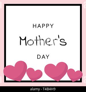 happy mothers day greeting card with pink hearts vector illustration EPS10 Stock Vector