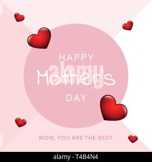 happy mothers day design with red hearts vector illustration EPS10 Stock Vector