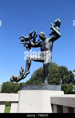 OSLO, NORWAY - AUGUST 2, 2015: Vigeland Installation in Frogner Park, Oslo. 212 sculptures around the park were all designed by artist Gustav Vigeland Stock Photo