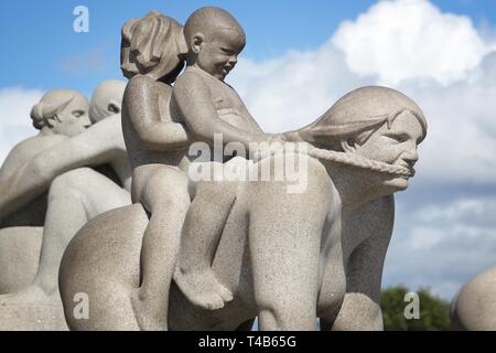 OSLO, NORWAY - AUGUST 2, 2015: Vigeland Installation in Frogner Park, Oslo. 212 sculptures around the park were all designed by artist Gustav Vigeland Stock Photo