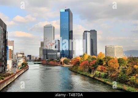 Shiromi Nichome district (Osaka Business Park) - autumn city skyline in Japan. Stock Photo