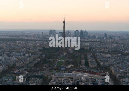 cityscape of Paris with eiffel tower at sunset