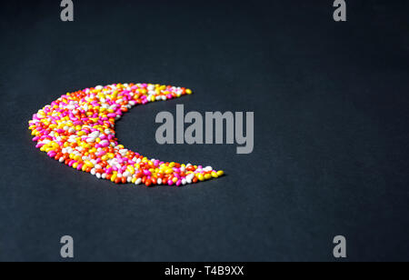 Colorful Ramadan Kareem Concept Background With Sweet Candy Chocolate Isolated With Black Background Eid Mubarak Wallpaper Graphic Design Stock Photo Alamy