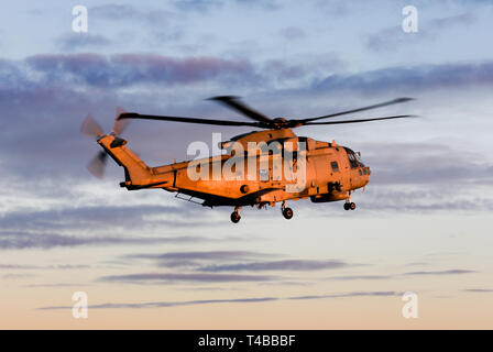 Merlin HM2 anti submarine helicopter of the Royal Navy operated by 814 Naval Air Squadron Stock Photo