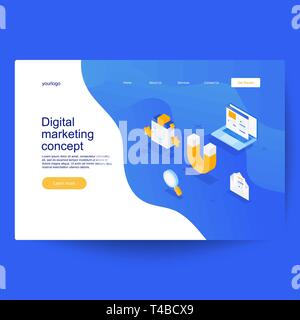 Digital marketing concept. Development and software. Computer code with windows on laptop screen Stock Vector