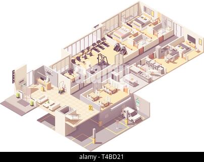 Vector isometric hotel interior Stock Vector