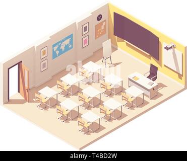 Vector isometric school classroom Stock Vector