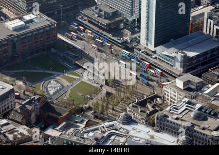 aerial view of Manchester Piccadilly Gardens Stock Photo