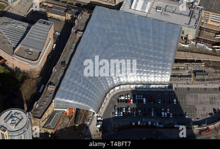 aerial view of Manchester Victoria train station Stock Photo
