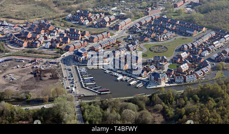 aerial view of a new housing development at Pennington Wharf Marina, Leigh, Lancashire Stock Photo