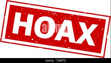 word HOAX on red rubber stamp print Stock Vector