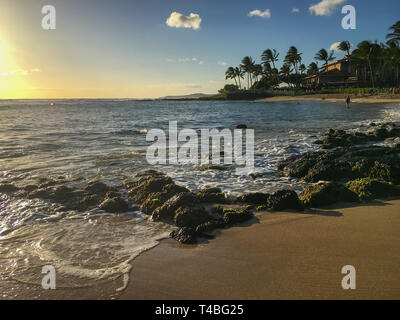 Poipu Beach Park on the Hawaiian island of Kauai, USA on a sunny afternoon Stock Photo