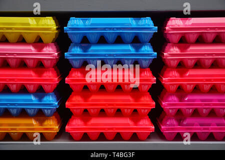 Colorful eggs carton packaging Stock Photo