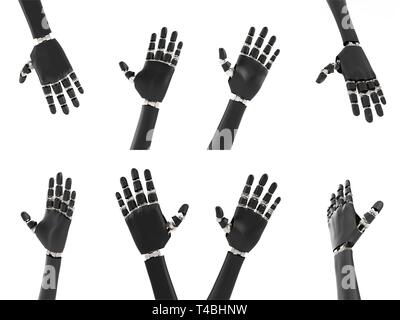 3d render Rubber Robot hand with chrome joints and bones Stock Photo