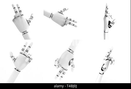 3d rendering robotic hand pointing isolated on white Stock Photo