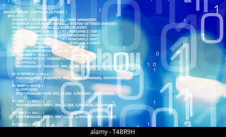 Bank cyber attack, science fiction virus code algorithm Stock Photo