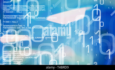 Digital data stream, infected computer network, cyber attack Stock Photo