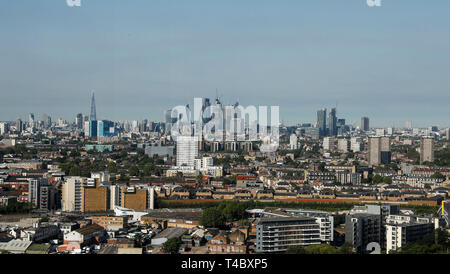 (190415) -- LONDON, April 15, 2019 (Xinhua) -- Photo taken on May 15, 2018 shows the City of London in London, Britain. The deal agreed between UK Prime Minister Theresa May and the European Union (EU) to extend the Brexit date until the end of October will delay any rebound in economic performance, an economist said in a recent interview with Xinhua.     May's agreement in Brussels with leaders of the EU to move the Brexit date from April 12 to Oct. 31 will have economic and monetary policy consequences, according to Paul Dales, chief UK economist at Capital Economics, an economic analysis fi Stock Photo