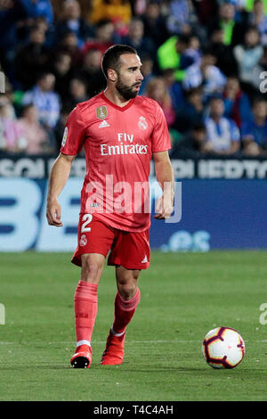 Real Madrid's Dani Carvajal during La Liga match between CD Leganes and Real Madrid at Butarque Stadium in Leganes, Spain. Final score: CD Leganes 1 - Real Madrid 1. Stock Photo