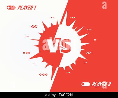 Versus vector template background. Battle or competition concept template. Red and white players. Video games or fighting competitors. VS letters, spi Stock Vector