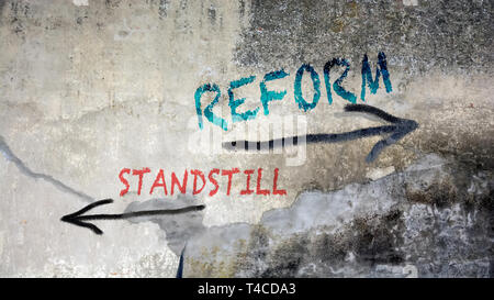 Street Graffiti Reform versus Standstill Stock Photo