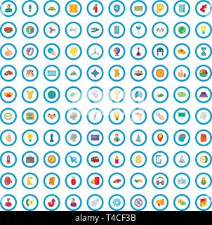 100 time management icons set, cartoon style Stock Vector