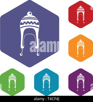 Winter hat icons vector hexahedron Stock Vector